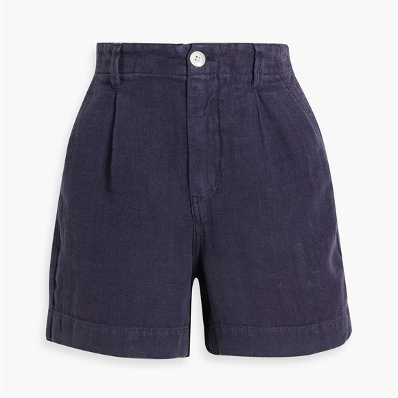 Alex Mill Navy Pleated Pull on Linen Short - Picture 4 of 7
